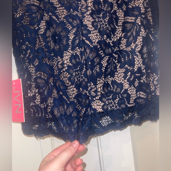 NWT JVN BY JOVANI NAVY BLUE/TAN COCKTAIL DRESS - Picture 9 of 9